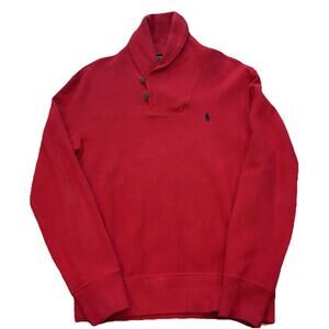 Polo Ralph Lauren Shawl Collar Classic Red Cotton Sweater Men's Size Small